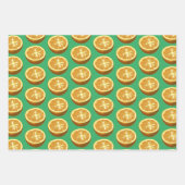 ヴィンテージオレンジ果実花パターン ラッピングペーパーシート (正面2)