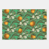ヴィンテージオレンジ果実花パターン ラッピングペーパーシート (正面)