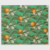 ヴィンテージオレンジ果実花パターン ラッピングペーパー (フラット)