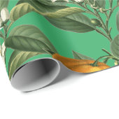 ヴィンテージオレンジ果実花パターン ラッピングペーパー (ロールコーナー)