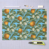 ヴィンテージオレンジ果実花パターン 薄葉紙 (クラフト)