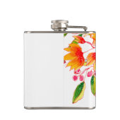 ヴィンテージオレンジ水彩パーソナライズされた花   フラスク (裏面)