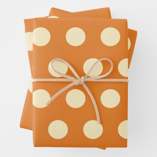 ヴィンテージオレンジ水玉模様パターン ラッピングペーパーシート (インサイチュ)