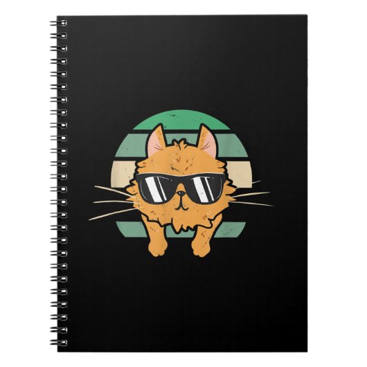 ヴィンテージオレンジ猫好きサングラスギフト ノートブック (正面)