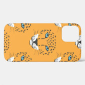ヴィンテージオレンジ色のシームレスな柄のヒョウの頭 Case-Mate iPhoneケース (裏面 (横))