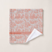 ヴィンテージオレンジ色のトワールデジュウプリント バスタオルセット (ウォッシュタオル)