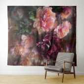 ヴィンテージオレンジ色のバラの水彩画 タペストリー (インサイチュ(横))