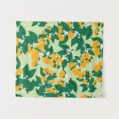 ヴィンテージオレンジ色の果物で緑の背水夫 タペストリー (正面(横))