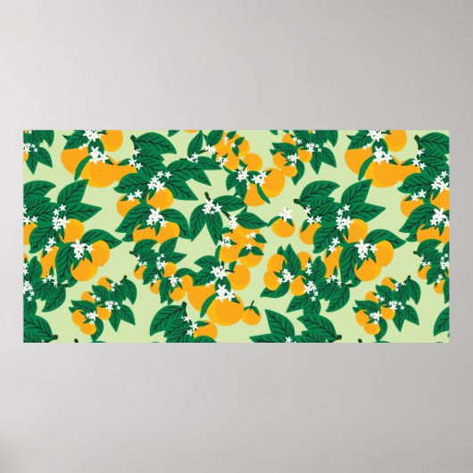 ヴィンテージオレンジ色の果物で緑の背水夫 ポスター (正面)