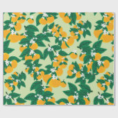 ヴィンテージオレンジ色の果物で緑の背水夫 ラッピングペーパー (フラット)