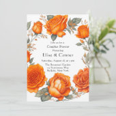 ヴィンテージオレンジ色の牡丹カップルのシャワー 招待状 (スタンド正面)