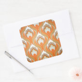 ヴィンテージオレンジ色の白い壁紙パターン スクエアシール (封筒)