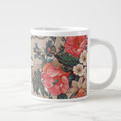 ヴィンテージオレンジ色の白い花柄 ジャンボコーヒーマグカップ (右)