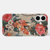 ヴィンテージオレンジ色の白い花柄 Case-Mate iPhoneケース (裏面 (横))