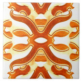ヴィンテージオレンジ色の白クラシックトレンディーデザイン タイル (正面)