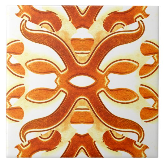 ヴィンテージオレンジ色の白クラシックトレンディーデザイン タイル (正面)