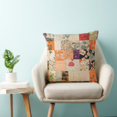 ヴィンテージオレンジ色の着物パッチワーク クッション (椅子)