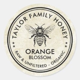 ヴィンテージオレンジ色の花蜜の蜂蜜のラベル ラウンドシール