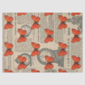 ヴィンテージオレンジ色の蝶と新聞のデコページ 薄葉紙 (正面)