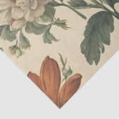 ヴィンテージオレンジ色の野生の花の緑のデコパージュ 薄葉紙 (詳細)