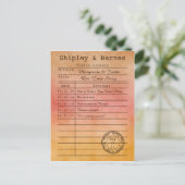 ヴィンテージオレンジ色の金ゴールドライブラリカード日付の保存 案内ポストカード (スタンド正面)