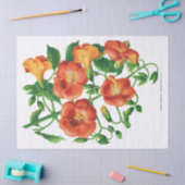 ヴィンテージオレンジ色の黄色い花の切り離し 薄葉紙 (クラフト)