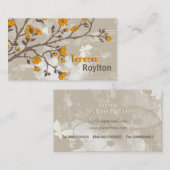 ヴィンテージオレンジ花フローラグランジタウペ 名刺 (正面/裏面)