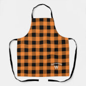 ヴィンテージオレンジ・アンド・ブラック・バッファロー・プレイド・モノグラム エプロン (正面)