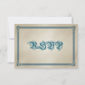 ヴィンテージオレンジ、ティール（緑がかった色）&ブルーDIYウェディングRSVP 招待状 (裏面)