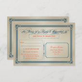 ヴィンテージオレンジ、ティール（緑がかった色）&ブルーDIYウェディングRSVP 招待状 (正面/裏面)