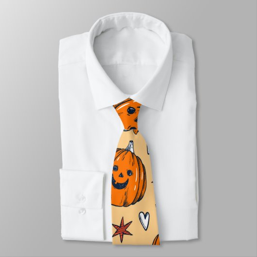 ヴィンテージオレンジ |ハロウィーングラフィック ネクタイ (タイ)