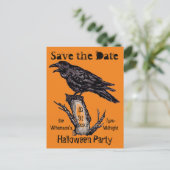 ヴィンテージオレンジ&ブラックレイヴンハロウィーンインクスケッチ 案内ポストカード (スタンド正面)