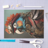 ヴィンテージオレンジ&ブルースチームパンクパロット 薄葉紙 (クラフト)