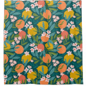 ヴィンテージオレンジ&レモンブロッサムパターン シャワーカーテン (正面)