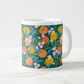 ヴィンテージオレンジ&レモンブロッサムパターン ジャンボコーヒーマグカップ (正面右)