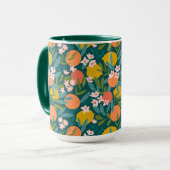 ヴィンテージオレンジ&レモンブロッサムパターン マグカップ (正面左)