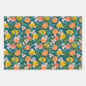 ヴィンテージオレンジ&レモンブロッサムパターン ラッピングペーパーシート (正面)