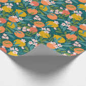 ヴィンテージオレンジ&レモンブロッサムパターン ラッピングペーパー (角)