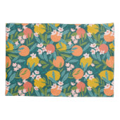 ヴィンテージオレンジ&レモンブロッサムパターン 枕カバー (裏面-左)