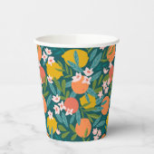 ヴィンテージオレンジ&レモンブロッサムパターン 紙コップ (左)