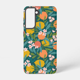ヴィンテージオレンジ&レモンブロッサムパターン SAMSUNG GALAXY S21ケース