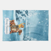 ヴィンテージオンホース冬のメリークリスマス  キッチンタオル (横)