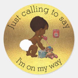 ヴィンテージオン電話フェイクゴールドフォイル赤ちゃんシャワー ラウンドシール