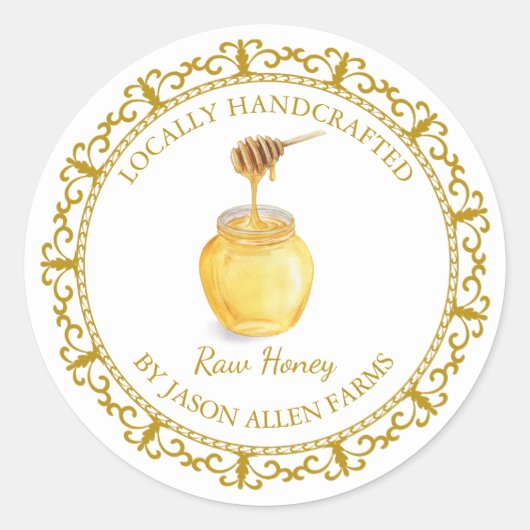 ヴィンテージオーガニックハニーラベルl白 ラウンドシール (正面)