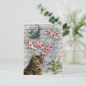 ヴィンテージオーキッドコラージュ葉書 ポストカード (スタンド正面)