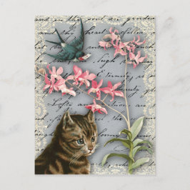 ヴィンテージオーキッドコラージュ葉書 ポストカード