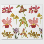 ヴィンテージオーキッドフラワーズボタニカルガーデンアート ラッピングペーパー (フラット)