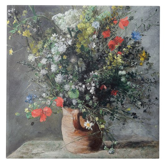 ヴィンテージオーギュストルノアール黄色ピンク花瓶 タイル (正面)