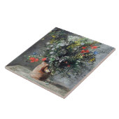 ヴィンテージオーギュストルノアール黄色ピンク花瓶 タイル (側面)