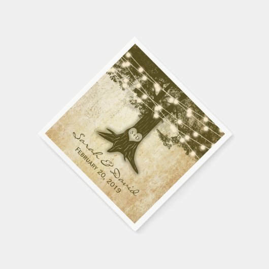 ヴィンテージオークツリーのストリングラ結婚イト スタンダードカクテルナプキン (角)